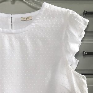 J. Crew White Cotton Blouse w/ Ruffle Sleeve